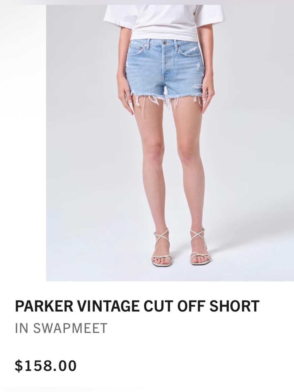 Agolde Light Wash Distressed Parker Vintage Cut Off Denim Shorts - Size 26/2